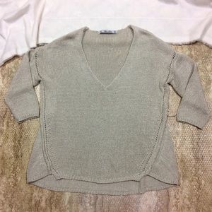 Zara Knit V-neck Sweater Oatmeal